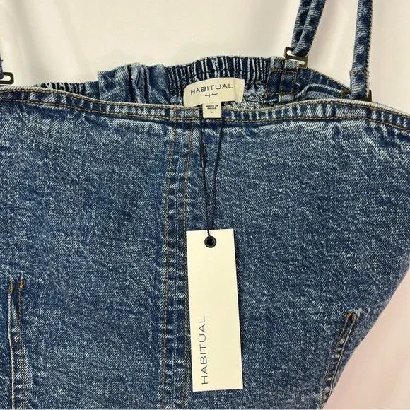 Habitual Denim Crop Tank Top Adjustable Removable Straps size large NWT - Picture 3 of 4